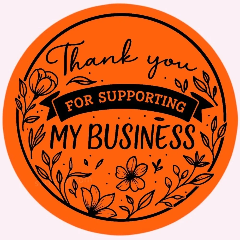 Thank You for Supporting My Business Sticker 2” | Floral Label for Packaging